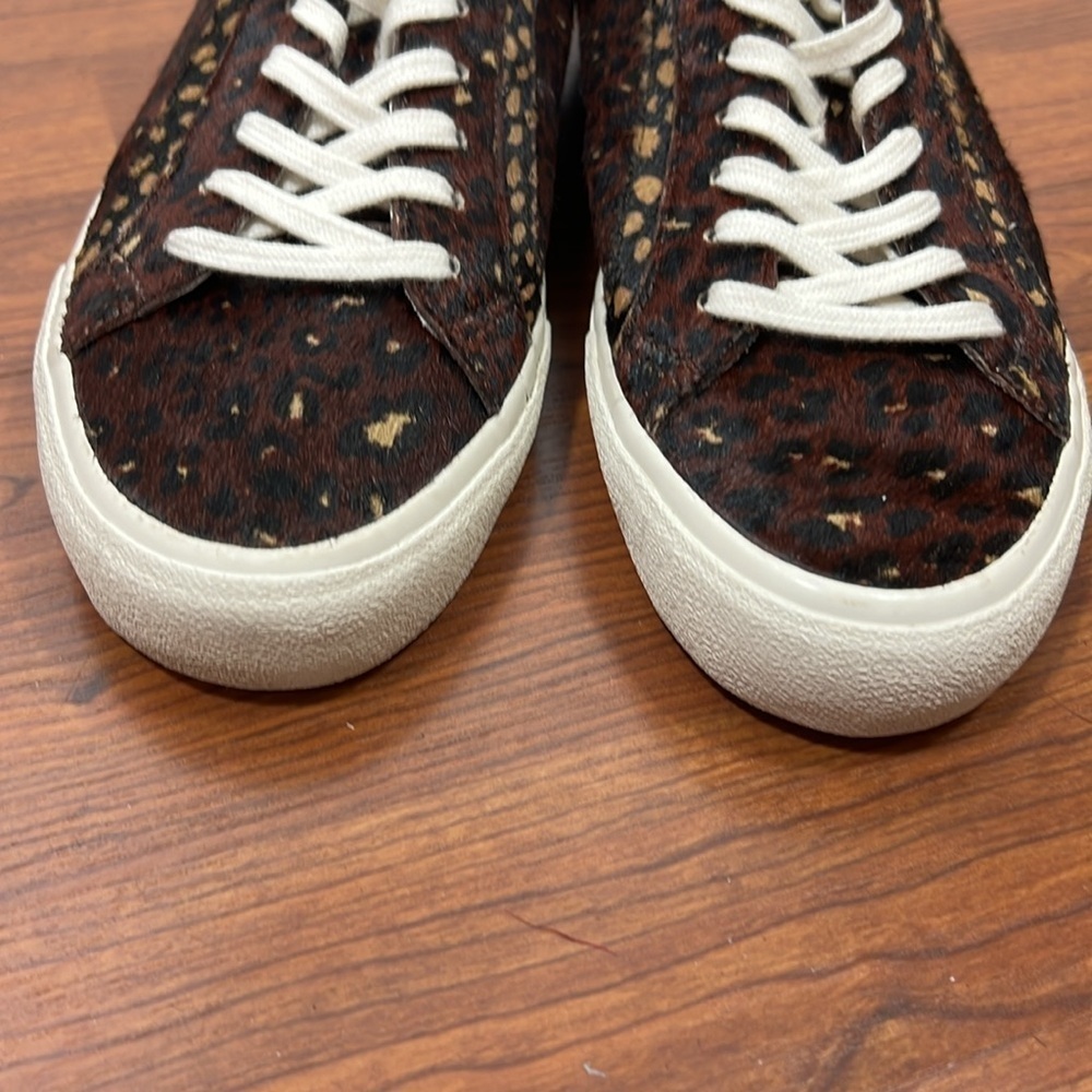 Madewell Genuine Calf Hair Sidewalk Low-Top Sneakers Painted Leopard Sz 10M - Picture 6 of 9